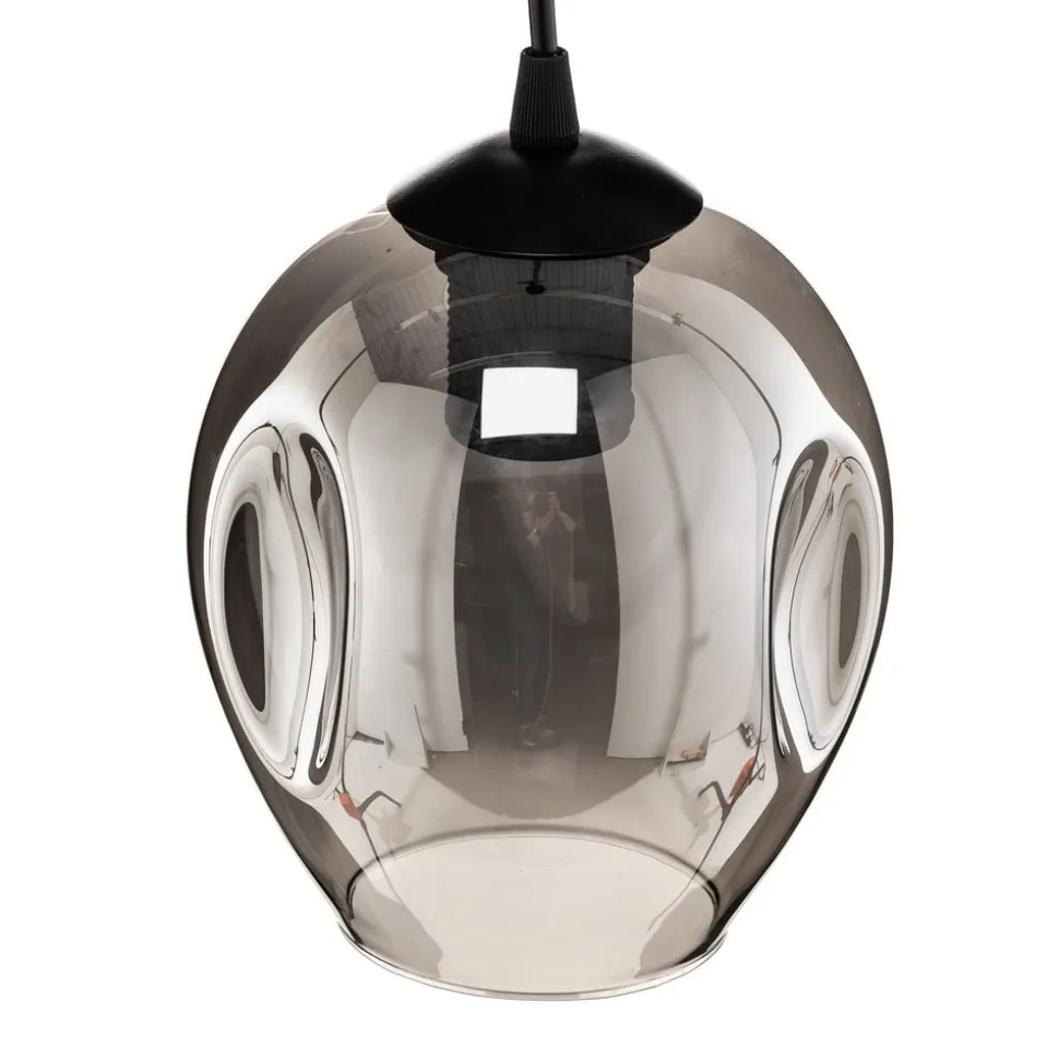 Pendellampe Starla, glas grafit, 1 lyskilde rund