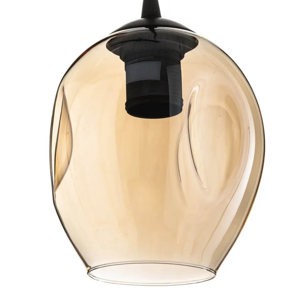 Pendellampe Starla lige 3 lyskilder grafit/amber/klar