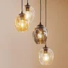 Pendellampe Starla rund 4 lyskilder grafit/amber/klar