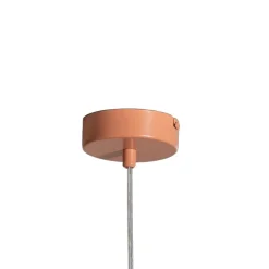 Pendellampe Una 2, metal, glas, 2 lyskilder, koralrød