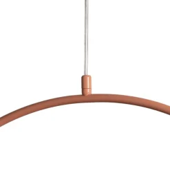Pendellampe Una 2, metal, glas, 2 lyskilder, koralrød