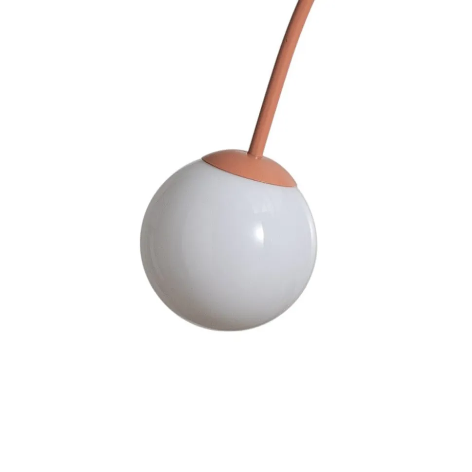 Pendellampe Una 2, metal, glas, 2 lyskilder, koralrød