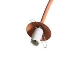 Pendellampe Una 2, metal, glas, 2 lyskilder, koralrød
