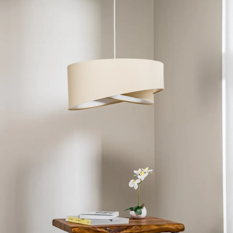 Pendellampe Vivien, tofarvet, beige/hvid