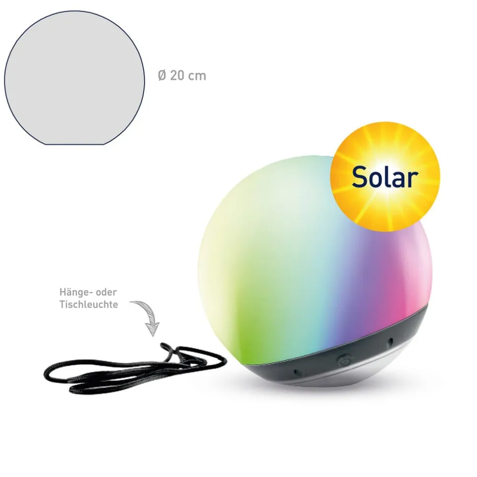 Pendula Solar tint LED-kugle, IP44, hvid, CCT, RGB