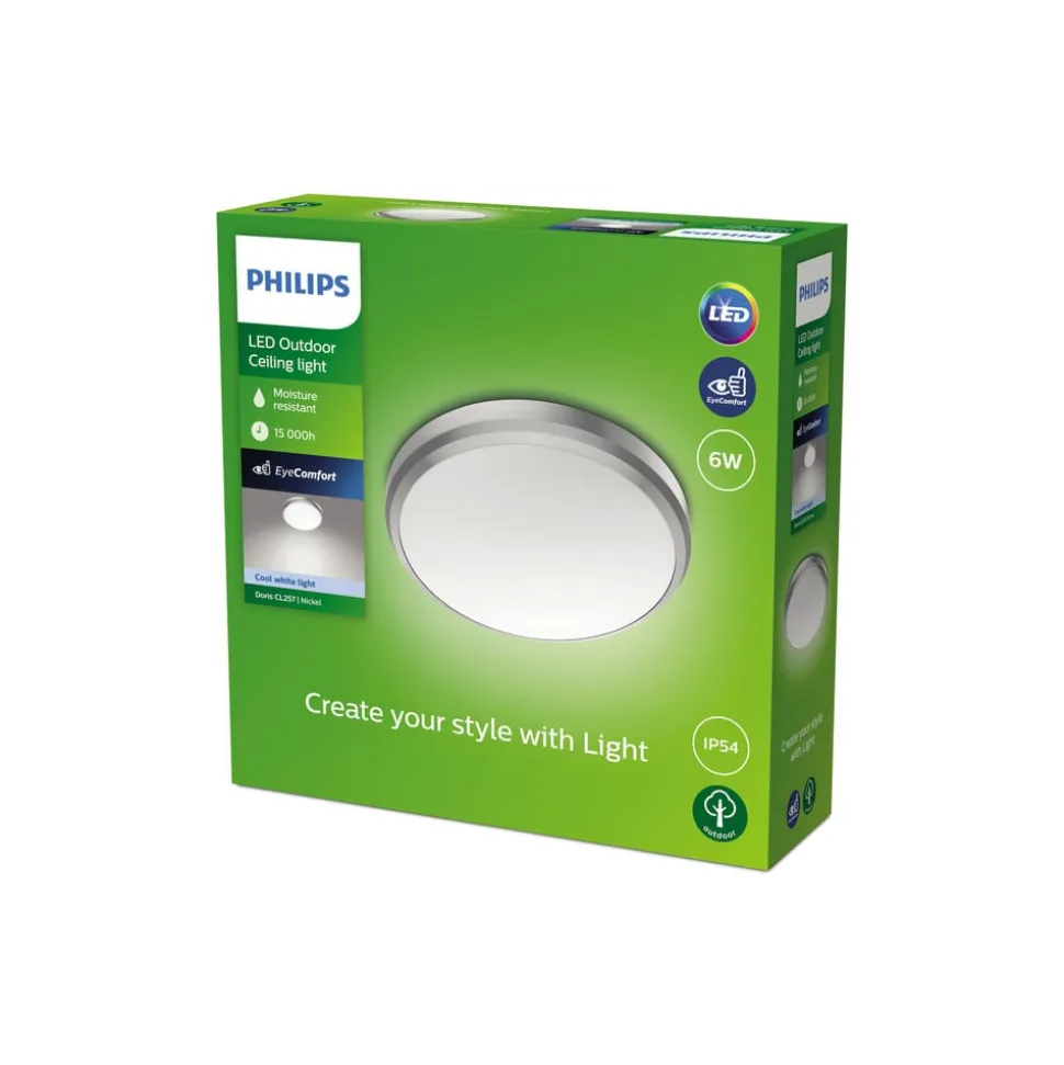 Philips Doris LED-udendørslampe IP54 4.000K nikkel