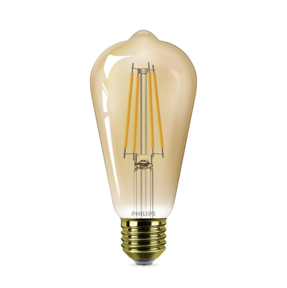 Philips E27 rustik LED-pære ST64 3,1W 1.800 K guld