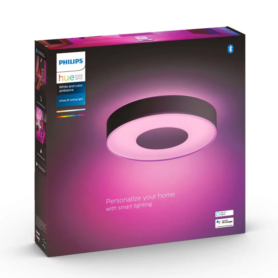 Philips Hue Infuse LED-loftslampe, 38,1 cm, sort, dæmpbar.