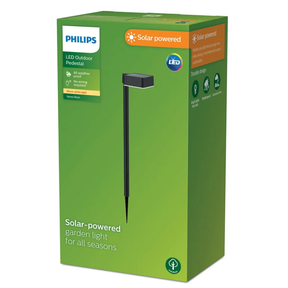 Philips LED solcelle jordspydslys Vynce, hoved 10,5 x 10,5 cm