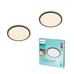 Philips LED SuperSlim 2-pak sort IP44 Ø 30 cm 2.700 K