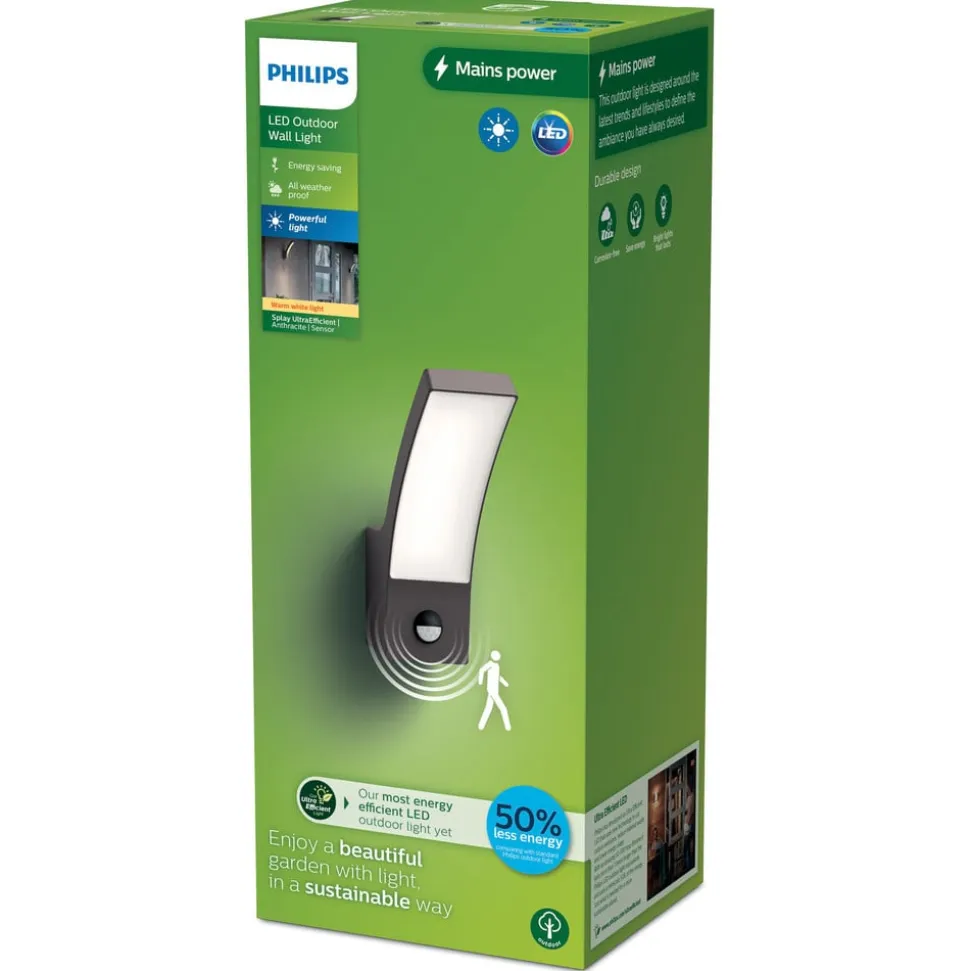 Philips LED udendørs væglampe Splay UE, sensor