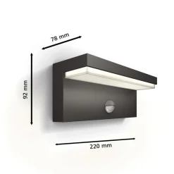Philips LED udendørs væglampe Bustan UE, sensor, 2.700 K