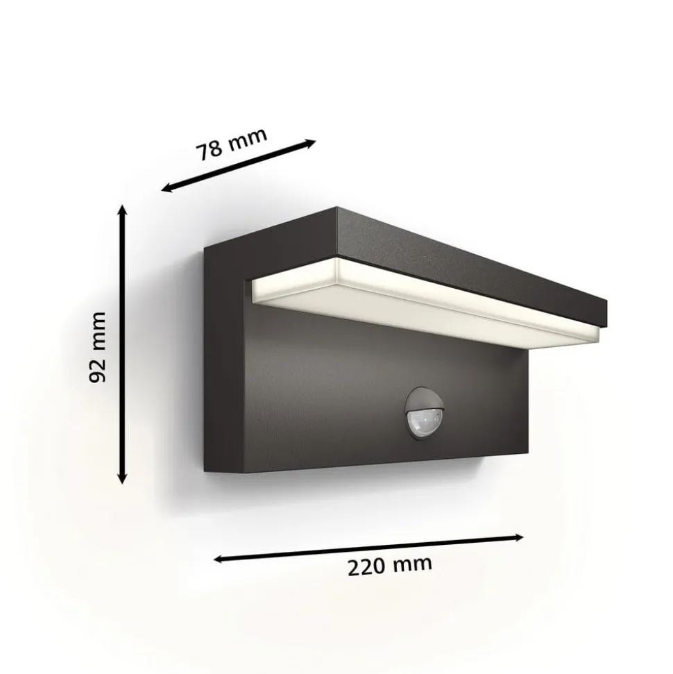 Philips LED udendørs væglampe Bustan UE, sensor, 4.000 K