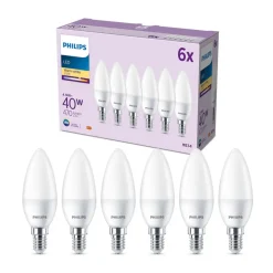 Philips LED-kerte E14 4,9 W 470m 2.700K mat 6 stk