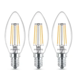 Philips LED-kertepære E14 B35 4,3W klar 3 stk.