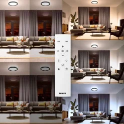 Philips LED-loftlampe Aio RD sort Ø 30 cm fjernbetjening