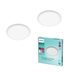 Philips LED-loftlampe SuperSlim 2-pak IP44 Ø 25 cm 4.000 K