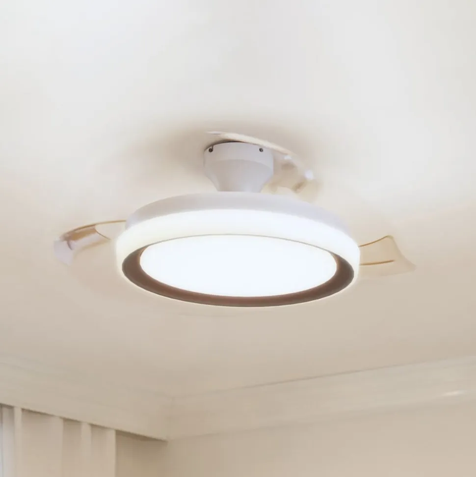 Philips LED-loftventilator Bliss, guld/hvid, støjsvag, CCT
