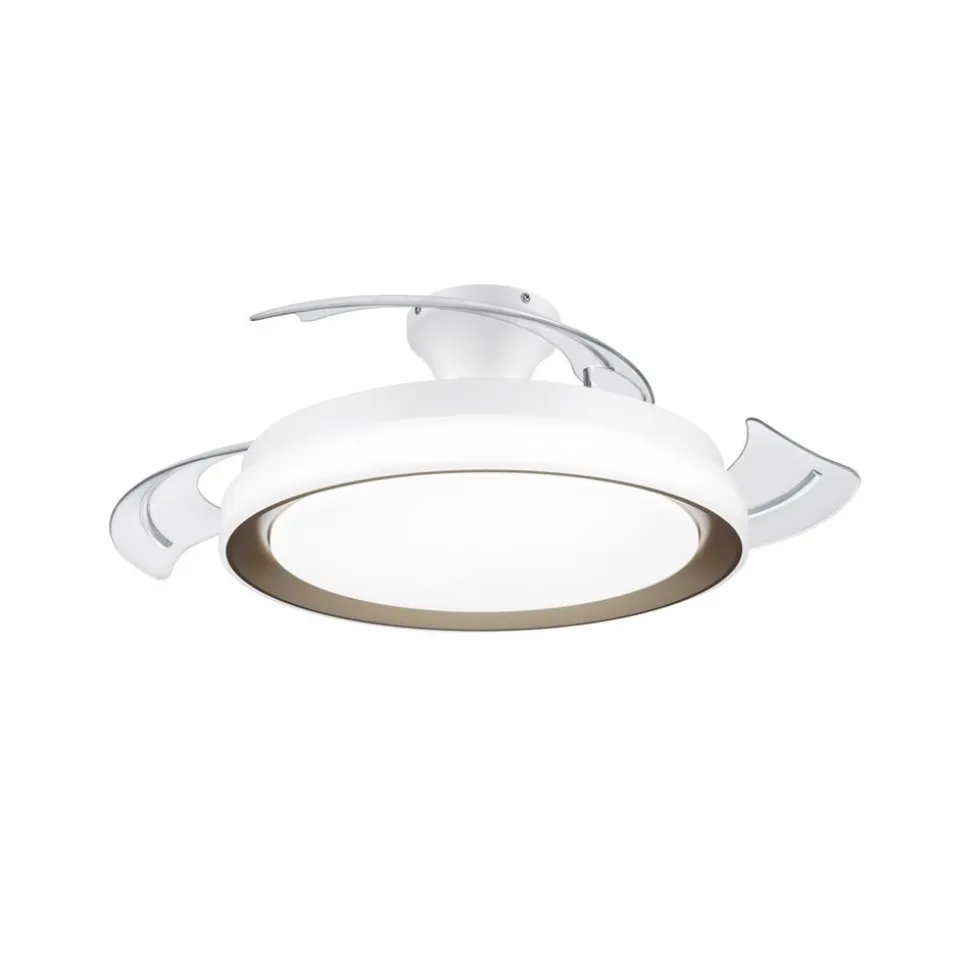 Philips LED-loftventilator Bliss, guld/hvid, støjsvag, CCT