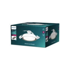 Philips LED-loftventilator Bliss, guld/hvid, støjsvag, CCT
