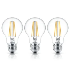 Philips LED-pære Classic E27 A60 7W 827 klar 3stk.
