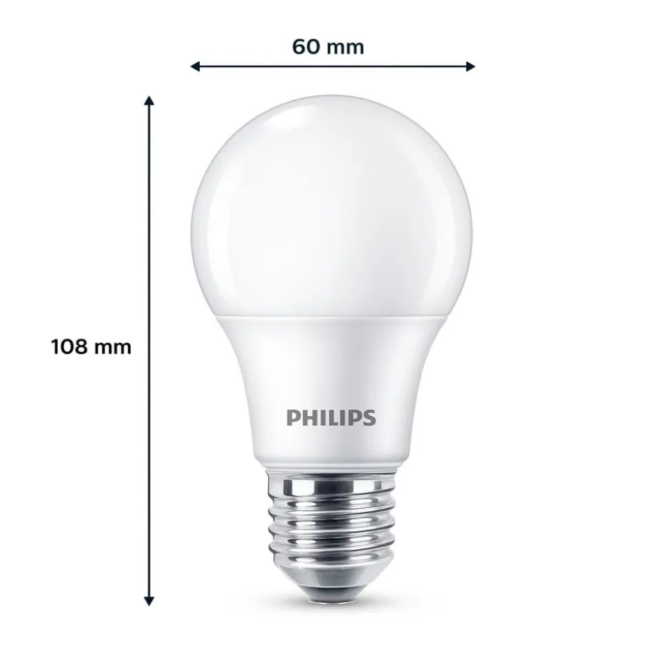 Philips LED-pære E27 8 W 806lm 2.700 K mat 6 stk