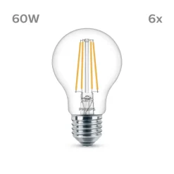 Philips LED-pære E27 7 W 850lm 4.000 K klar 6 stk