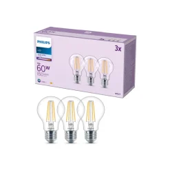 Philips LED-pære E27 7 W 850lm 4.000 K klar 3 stk
