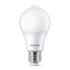 Philips LED-pære E27 A60 sensor 8W 2.700K, mat