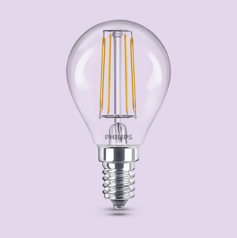 Philips LED-pære E14 P45 4,3W 470lm 2700K filament 6-pak