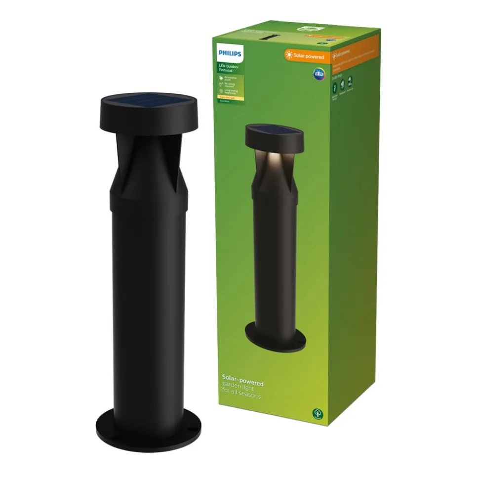 Philips LED-sokkellampe Avery, sort, IP44