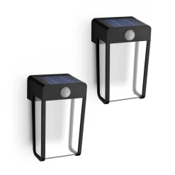 Philips LED-solcellelampe Shroud, sort/klar, 2-pak