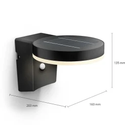 Philips LED-solcellelampe til vægmontering Zonal, Ø hoved 16 cm