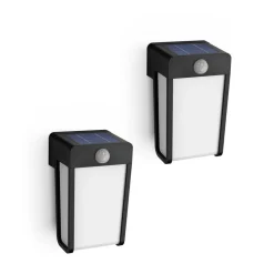 Philips LED-solcellelampe Shroud, sort/opal, 2-pak