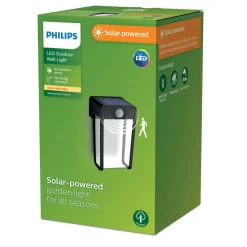 Philips LED-solcellelampe Shroud, sort/klar, sensor