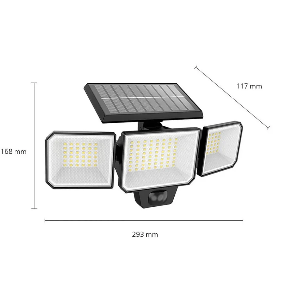 Philips LED-solcelle-væglampe Nysil, 3 lyskilder, sensor