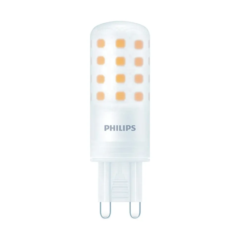Philips LED-stiftsokkelpære, G9, 4W, mat, 480lm, 2.700K, dæmpbar