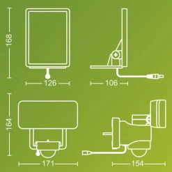 Philips LED-udendørs spotlampe Tylus, hvid, 3.000 K, sensor