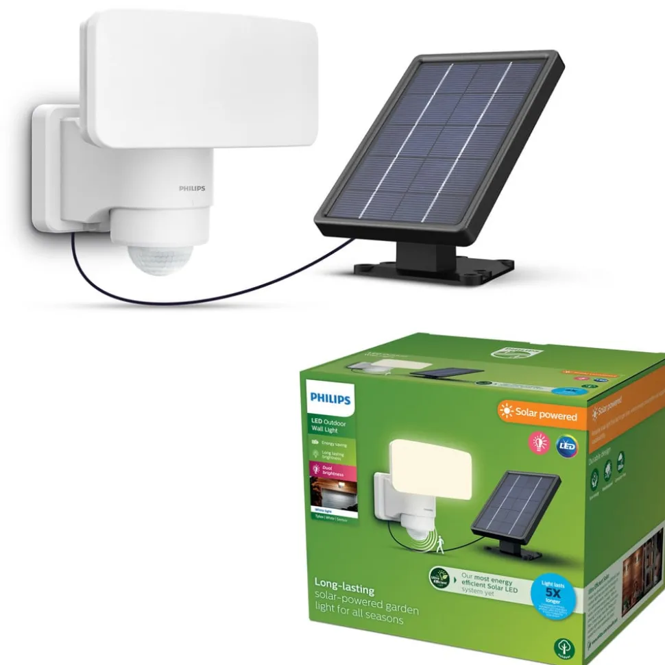 Philips LED-udendørs spotlampe Tylus, hvid, 3.000 K, sensor