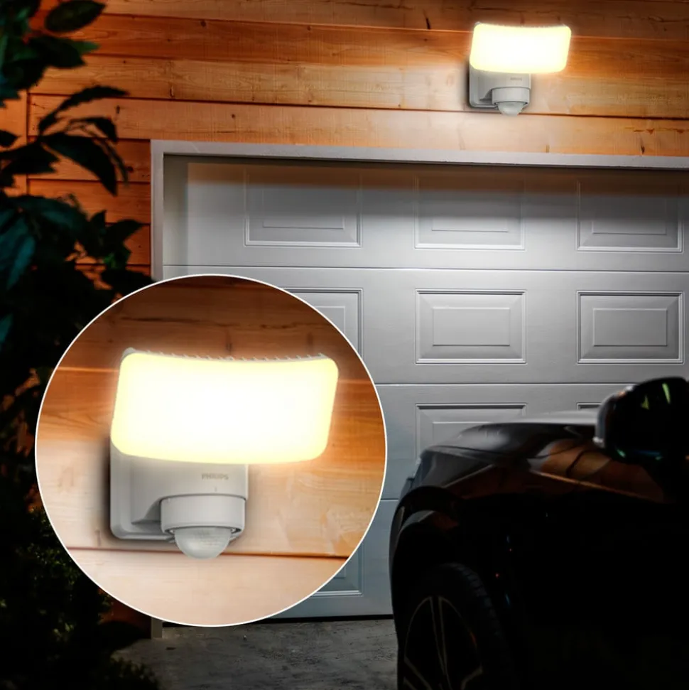 Philips LED-udendørs spotlampe Tylus, hvid, 3.000 K, sensor