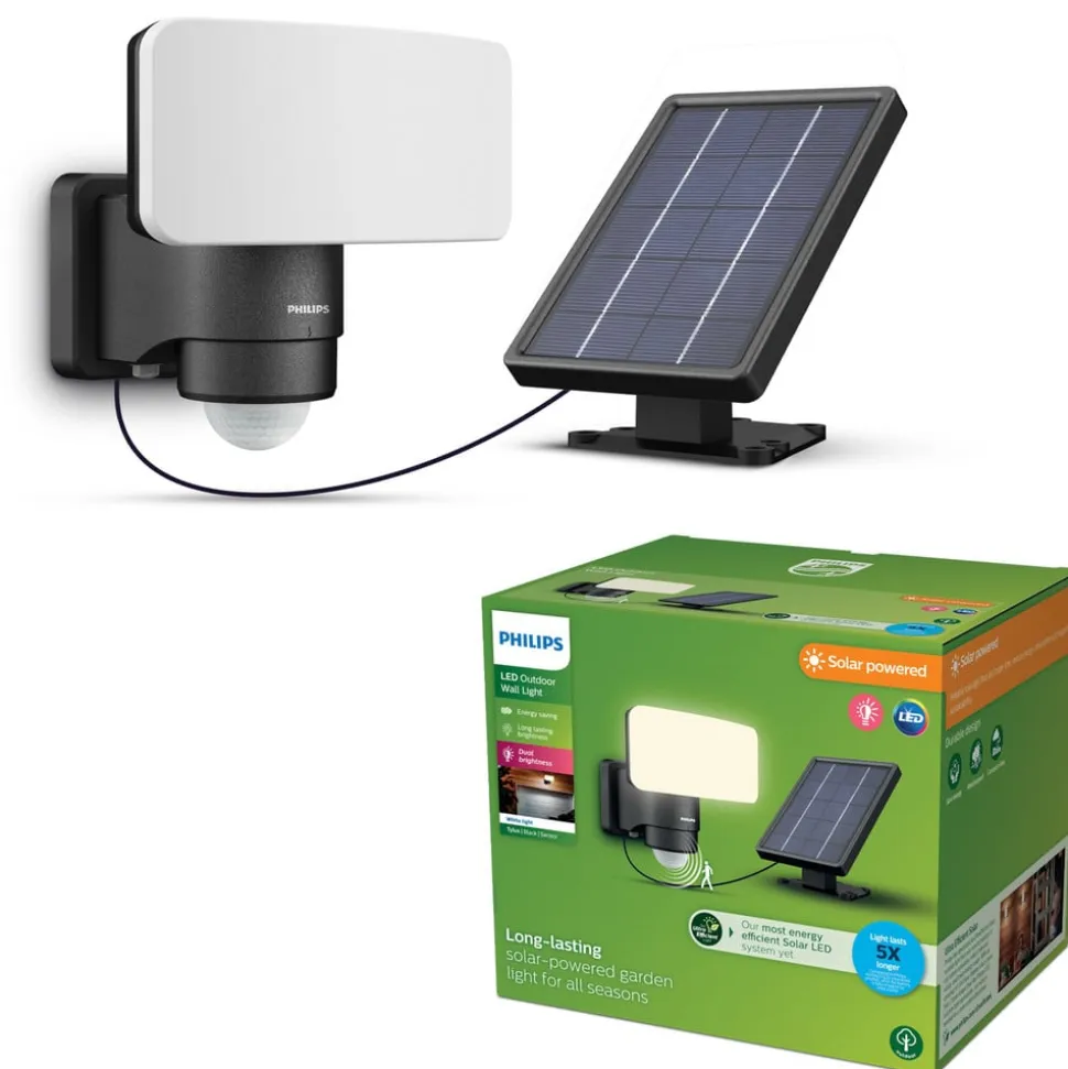 Philips LED-udendørs spotlampe Tylus, sort 3.000K sensor