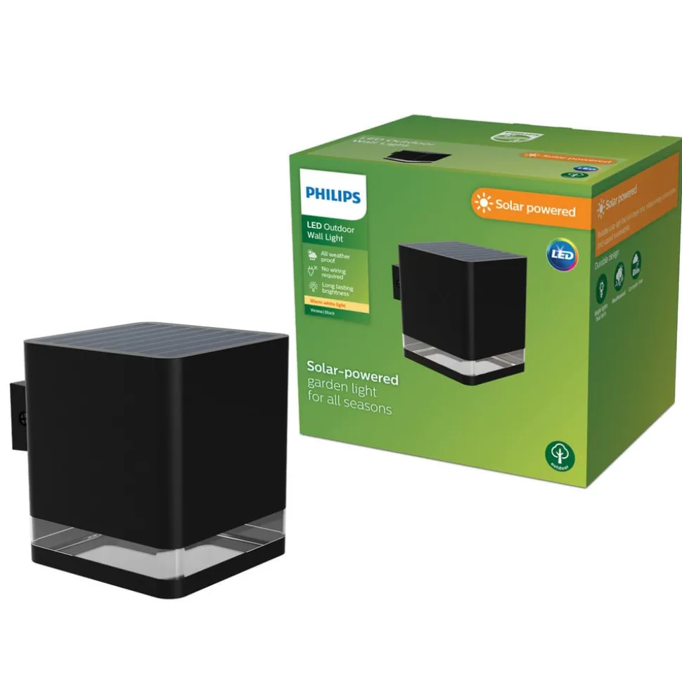 Philips LED-udendørs væglampe Virona, sort, IP44
