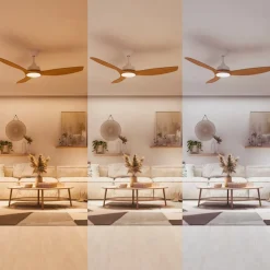 Philips LED-ventilator Olas, Ø 132 cm, brun/hvid, støjsvag