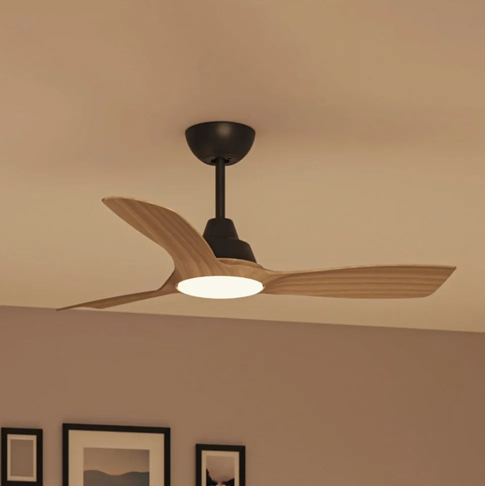 Philips LED-ventilator Olas, Ø 106 cm, brun/sort, støjsvag