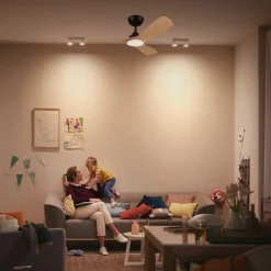 Philips LED-ventilator Olas, Ø 106 cm, brun/sort, støjsvag