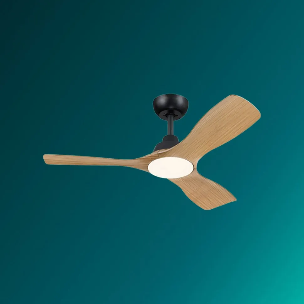 Philips LED-ventilator Olas, Ø 106 cm, brun/sort, støjsvag