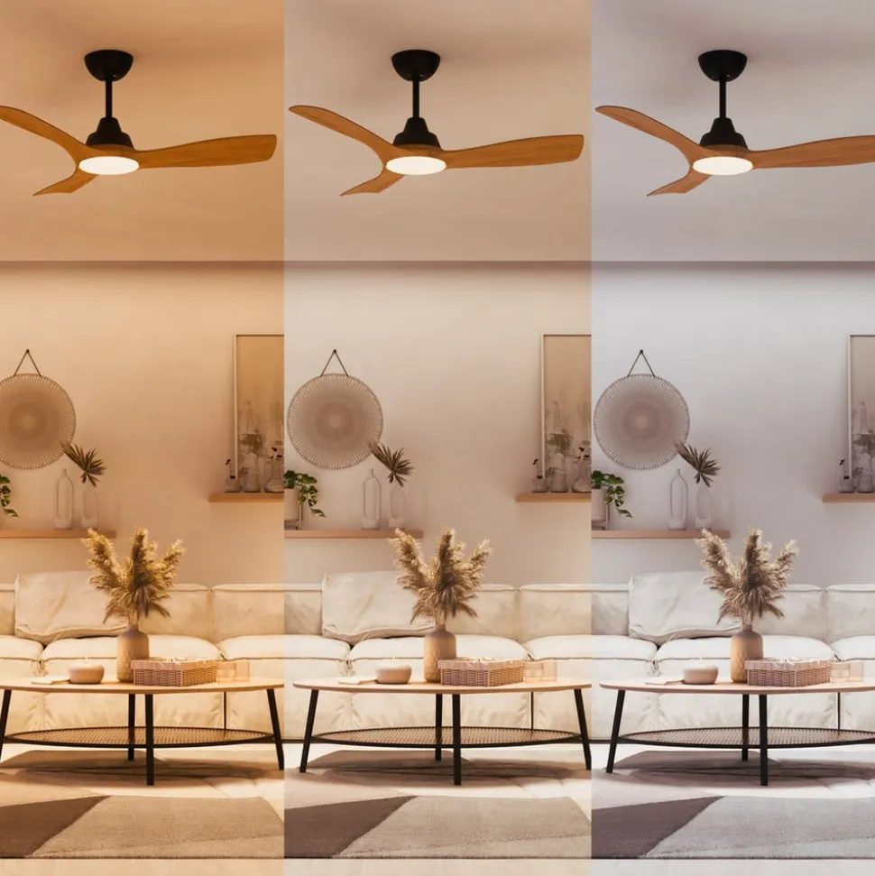 Philips LED-ventilator Olas, Ø 106 cm, brun/sort, støjsvag