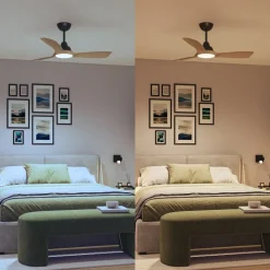 Philips LED-ventilator Olas, Ø 106 cm, brun/sort, støjsvag