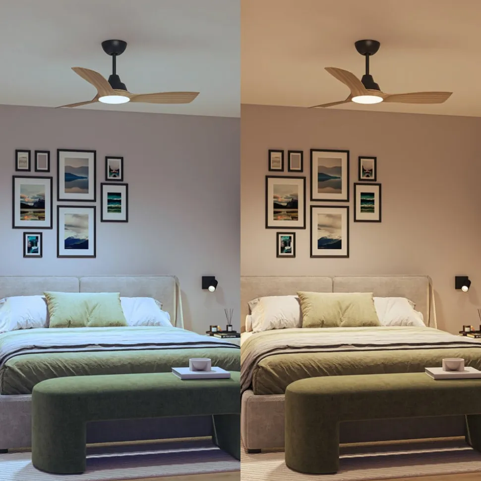 Philips LED-ventilator Olas, Ø 106 cm, brun/sort, støjsvag