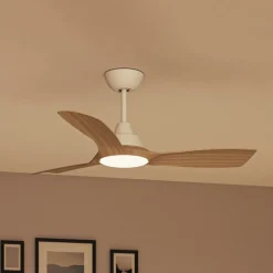 Philips LED-ventilator Olas, Ø 106 cm, brun/hvid, støjsvag